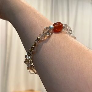 Vintage Gold and Red Beaded Bracelet